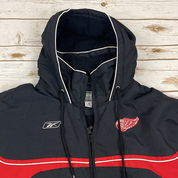 Vintage Reebok Platinum Shield Detroit Red Wings Full Zip Jacket Mens L - Picture 3 of 16